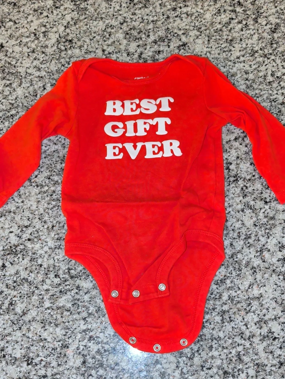 Red 'Best Gift Ever' Long-Sleeve Baby One-Piece Christmas - Picture 1 of 4